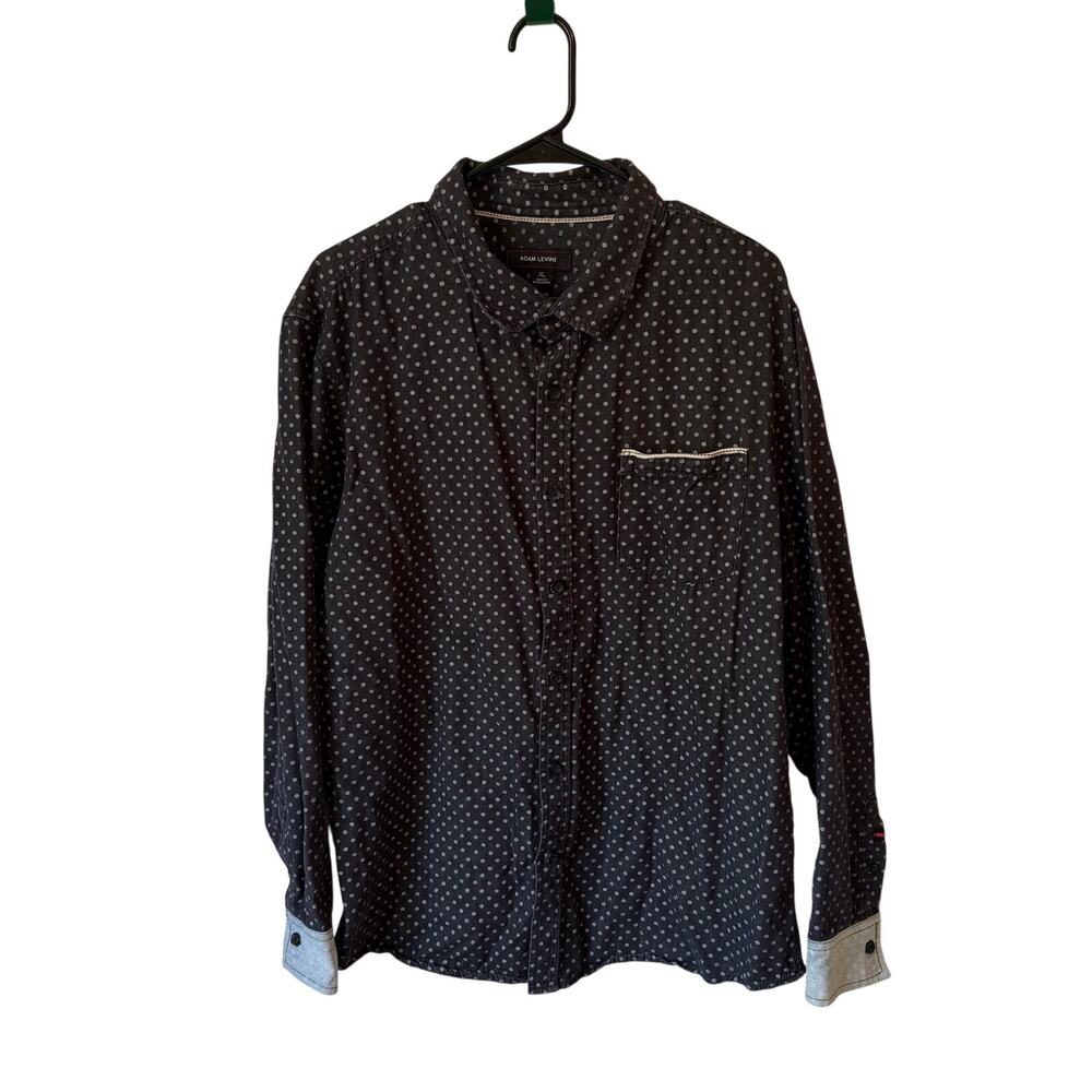 Adam Levine Navy Polkadot Button Down Size XL